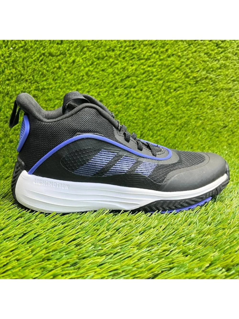 Adidas Ownthegame 3.0 Boys Size 4Y Black Blue Athletic Basketball Shoes Sneakers
